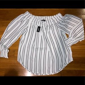 EXPRESS striped off the shoulder top